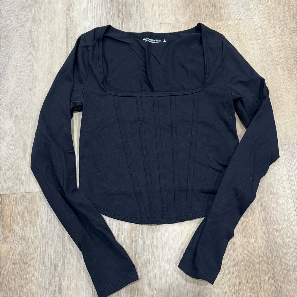 Abercrombie & Fitch Black Long Sleeve Corset Top - Picture 2 of 3